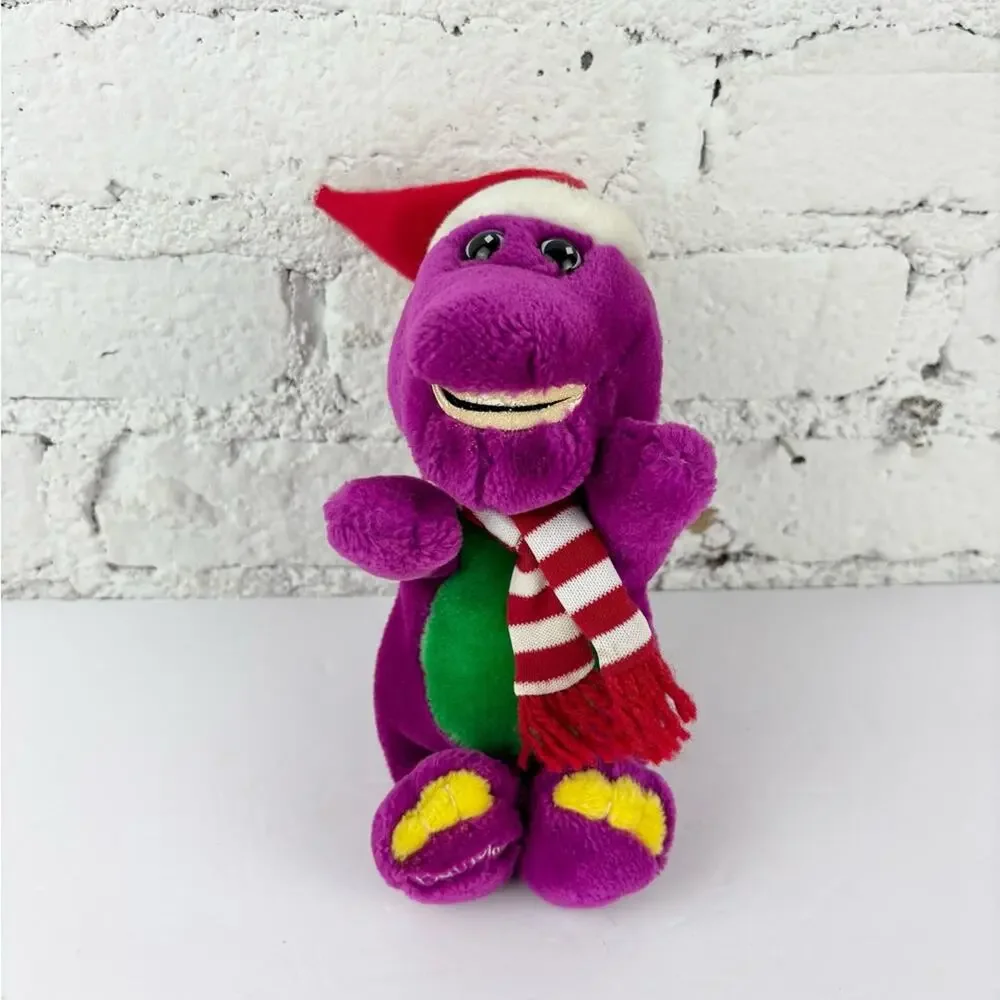 Vintage 90’s Barney The Purple Dinosaur Christmas 9” Plush
